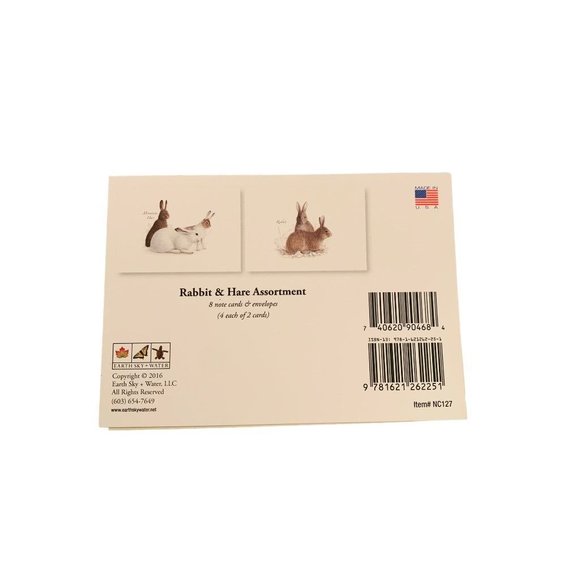 Earth Sky + Water Rabbit & Hare Assortment Notecard Set 8 Blank Cards with Envel - Picture 6 of 7